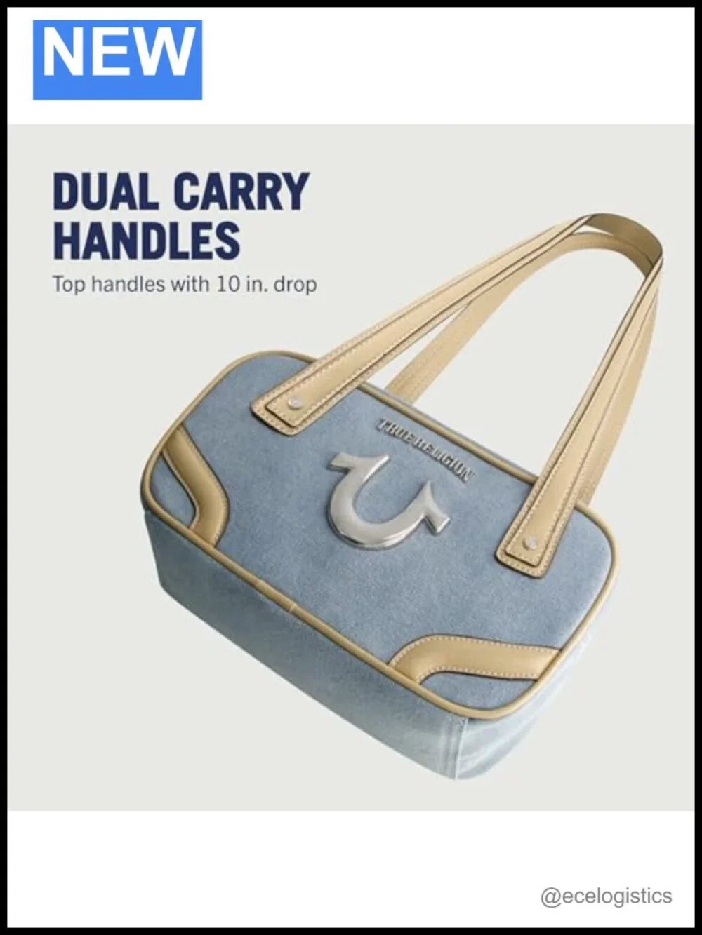 Denim Satchel Bowling Purse with Silver Hardware